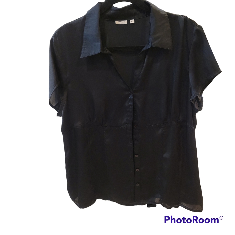 Agora button down  black blouse. Size XL. A little sheer.